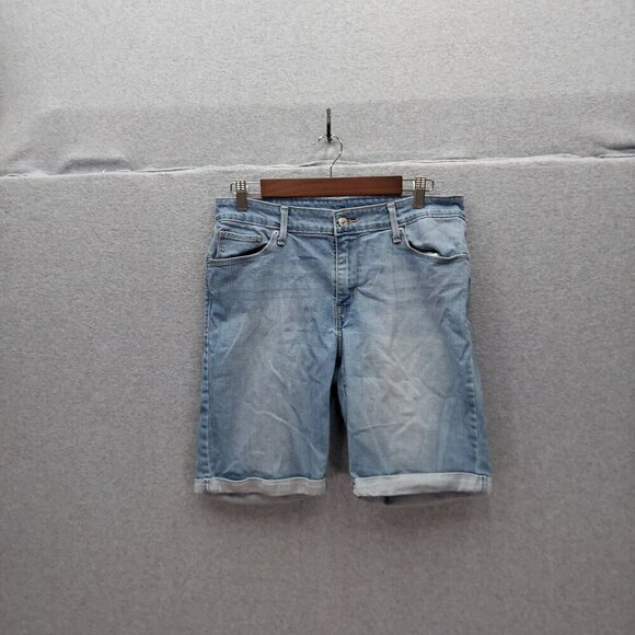 Levis Mens 31 Denim Jean Shorts Light Wash 5-Pocket Button Fly Rolled Hem Classi - Picture 1 of 6
